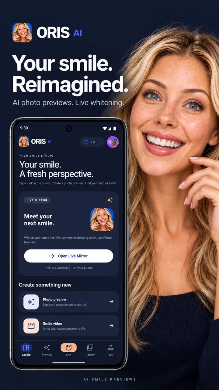 Oris AI — previzualizări foto și albire live