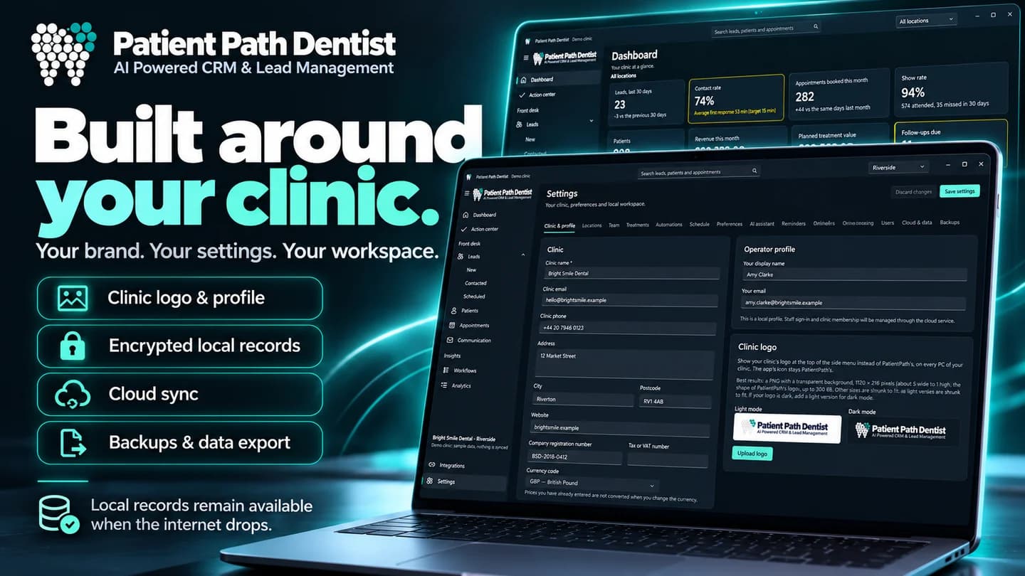 Prezentare PatientPath — spațiul clinicii, date locale, sincronizare și backup-uri