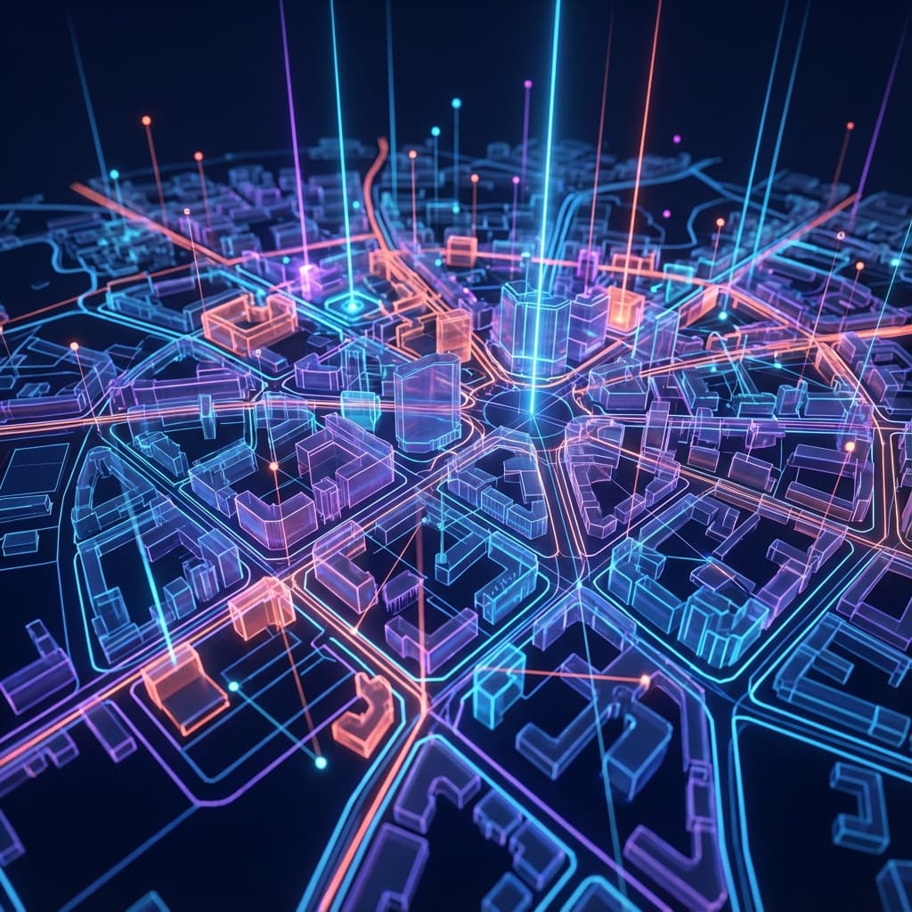 3D digital map with local business connections