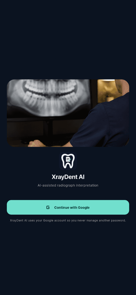 Ecran principal încărcare radiografie XrayDent AI